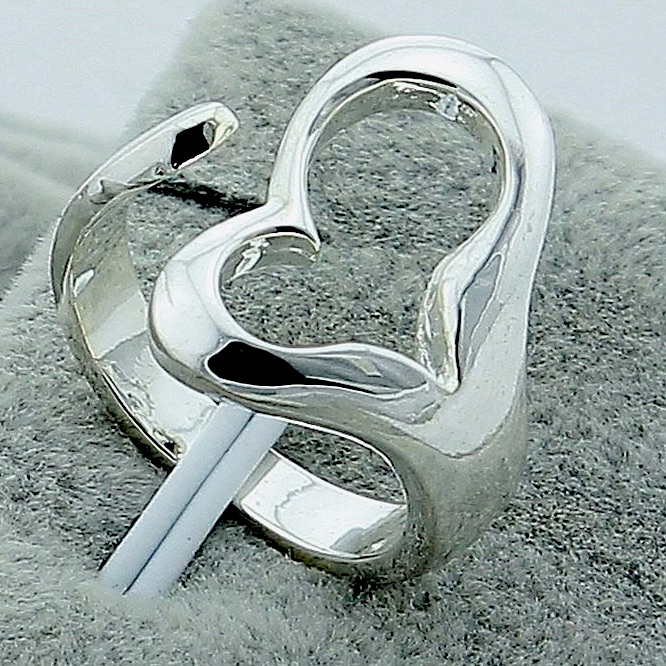 925 Silver Heart Ring Adjustable Handmade Crafted 35$